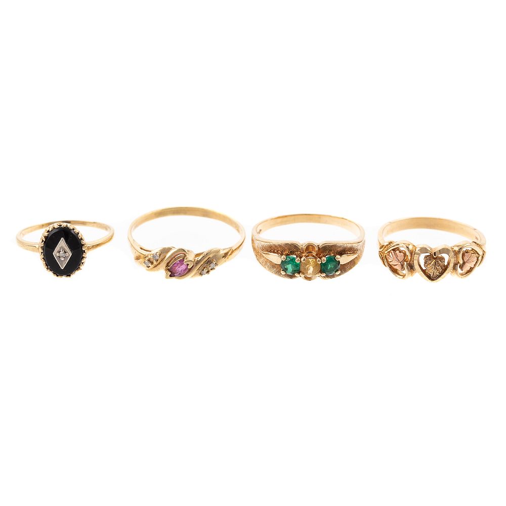 Appraisal: A Collection of Vintage Rings in Gold K yellow gold