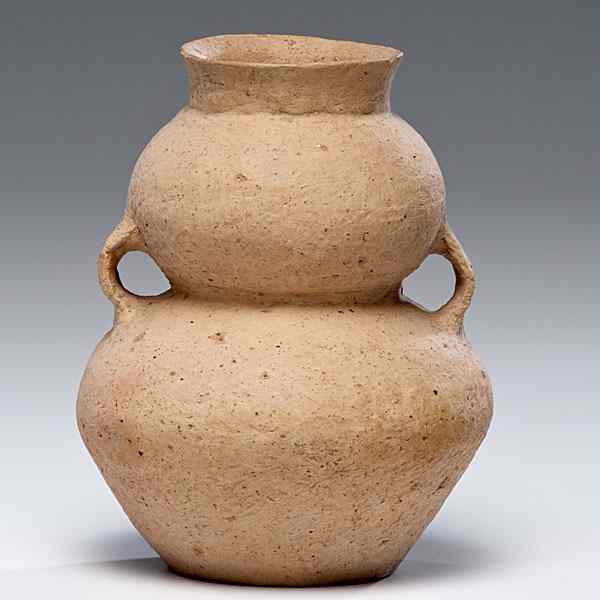 Appraisal: Chinese Neolithic Double Gourd Vase Chinese an unglazed neolithic double