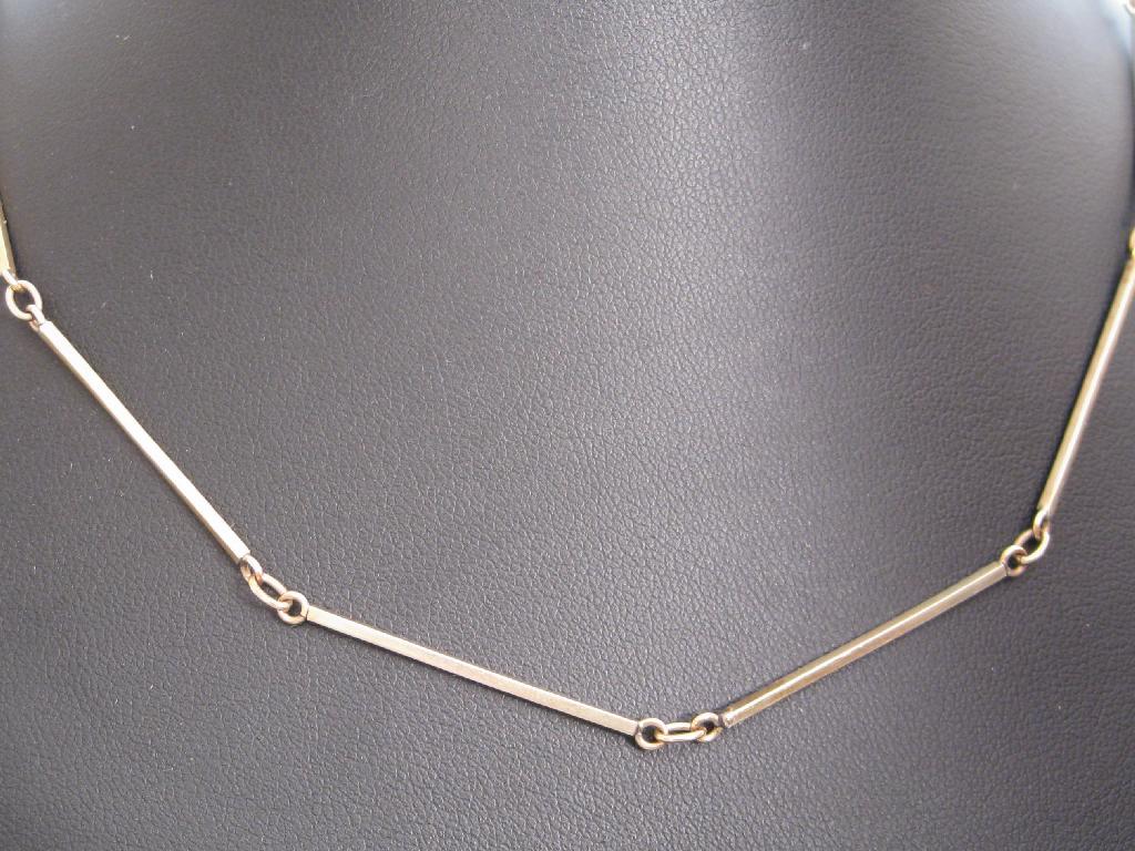 Appraisal: A Continental ct gold straight link Necklace inches long London