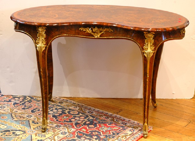 Appraisal: A FRENCH BURR WALNUT GILT METAL MOUNTED AND MARQUETRY INLAID