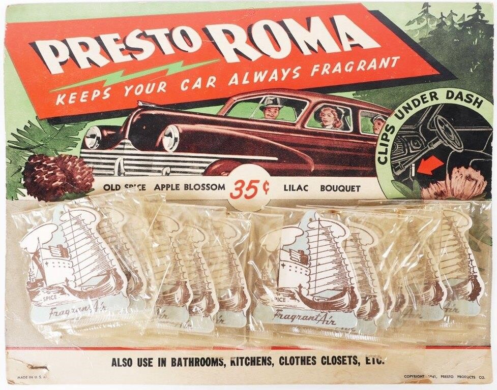 Appraisal: Car fragrance hangers on original Presto Roma gas station countertop