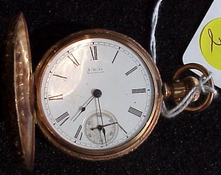 Appraisal: JEWELRY Lady's watch hunting case with tricolor decoration Waltham separate