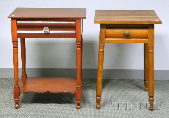 Appraisal: Empire Pine and Maple One-Drawer Stand and a Cherry One-Drawer