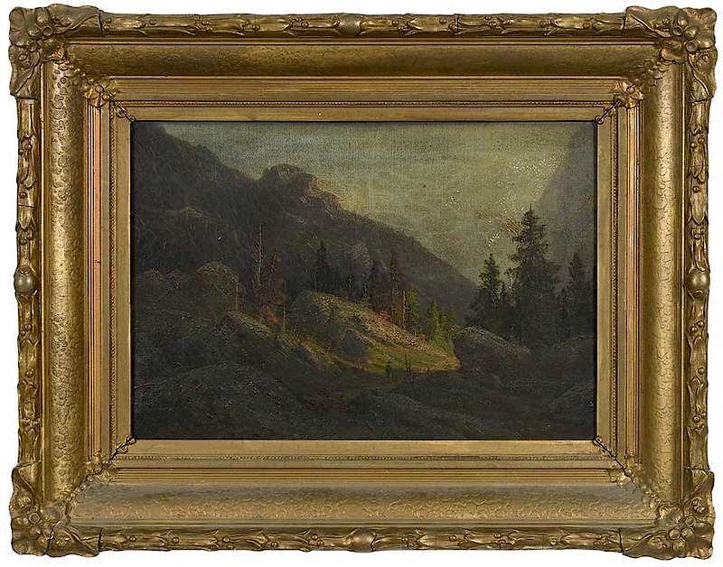 Appraisal: American School th century Mountain Landscape possible indecipherable signature lower