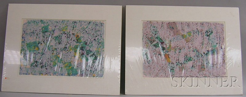 Appraisal: Two Unframed Silkscreen on Paper Abstract Compositions Opus and Opus