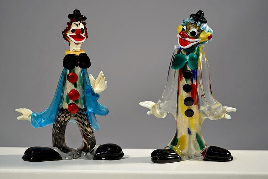 Appraisal: Murano Glass Clowns Pair Italian Murano glass clowns colorful and