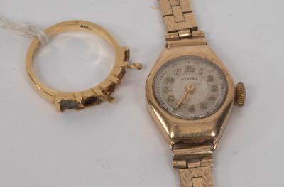 Appraisal: A lady's ct gold cased Vertex wristwatch the silvered dial