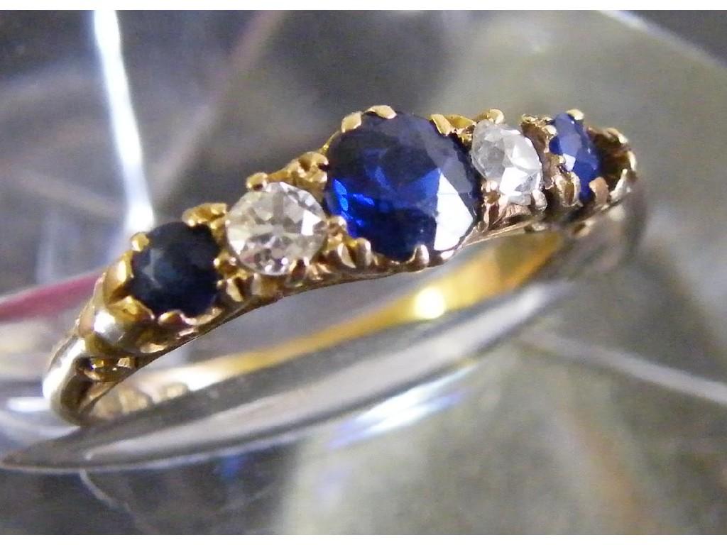 Appraisal: ct five stone diamond and sapphire ring gm