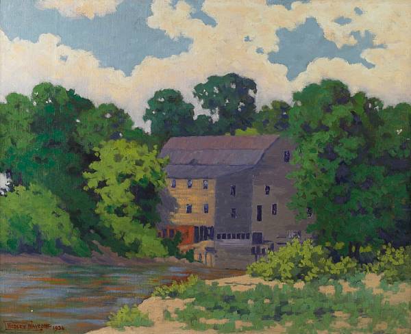 Appraisal: Hedley Waycott American - Grist Mill on Spoon River signed