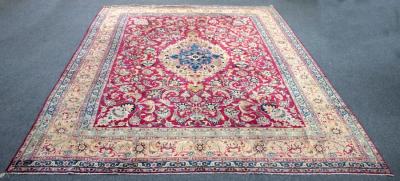 Appraisal: A Najafabad carpet the central oval medallion to a plum