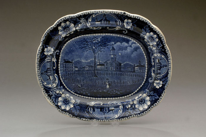 Appraisal: WINTER VIEW OF PITTSFIELD MASSACHUSETTS DARK-BLUE STAFFORDSHIRE PLATTER JAMES RALPH