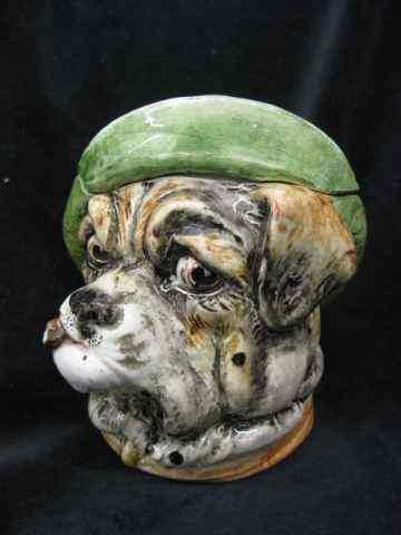 Appraisal: Majolica Figural Pottery Tobacco Humidorof a bulldog ''