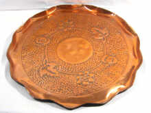 Appraisal: A large copper Arts Crafts tray cm diameter