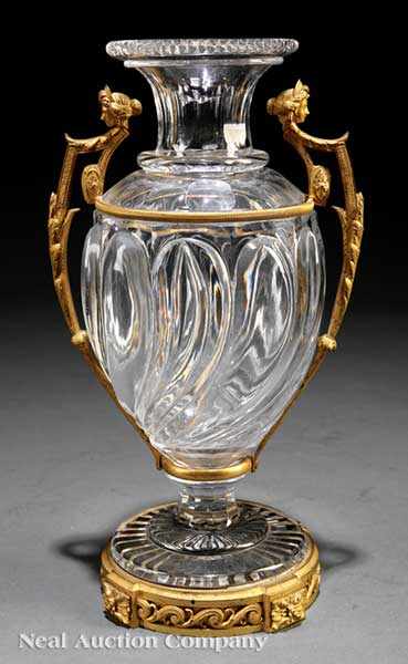 Appraisal: An Empire Cut Glass and Bronze-Mounted Vase early th c