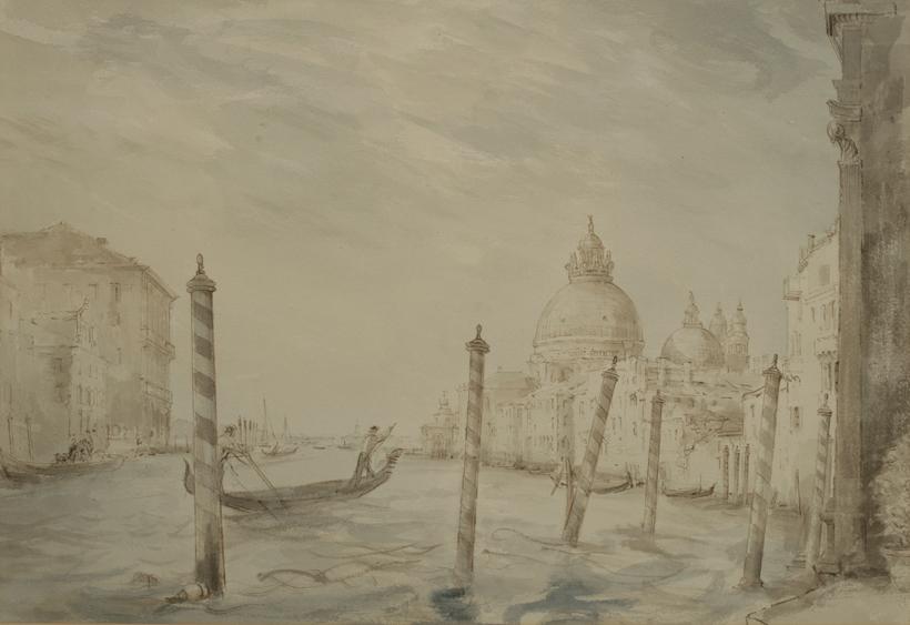 Appraisal: MICHAEL BROCKWAY Santa Maria della Salute Venice pen and watercolour