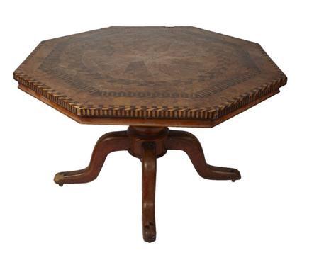 Appraisal: CONTINENTAL WALNUT AND SPECIMEN WOOD BREAKFAST TABLE TH CENTURY the