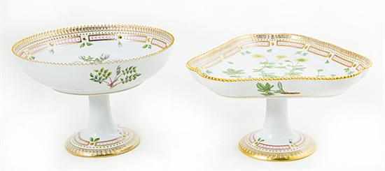 Appraisal: Royal Copenhagen Flora Danica porcelain compotes trefoil tazza and round