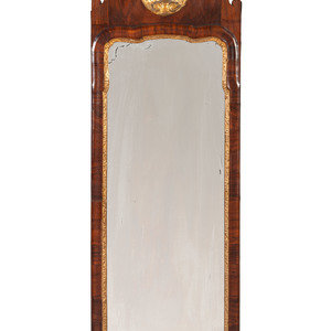 Appraisal: A Queen Anne Style Mahogany and Giltwood Mirror Late th