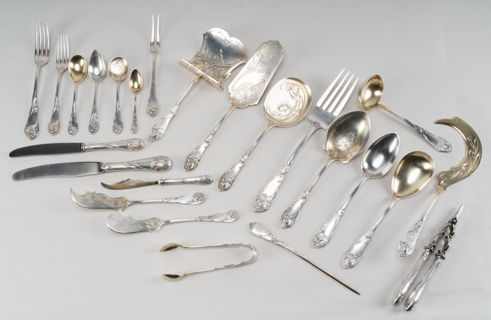 Appraisal: CONTINENTAL ART NOUVEAU SILVER FLATWARE SERVICElate th early th century