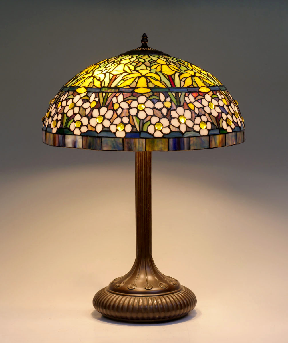 Appraisal: TIFFANY STYLE LEADED LAMP Tiffany style leaded glass lamp having