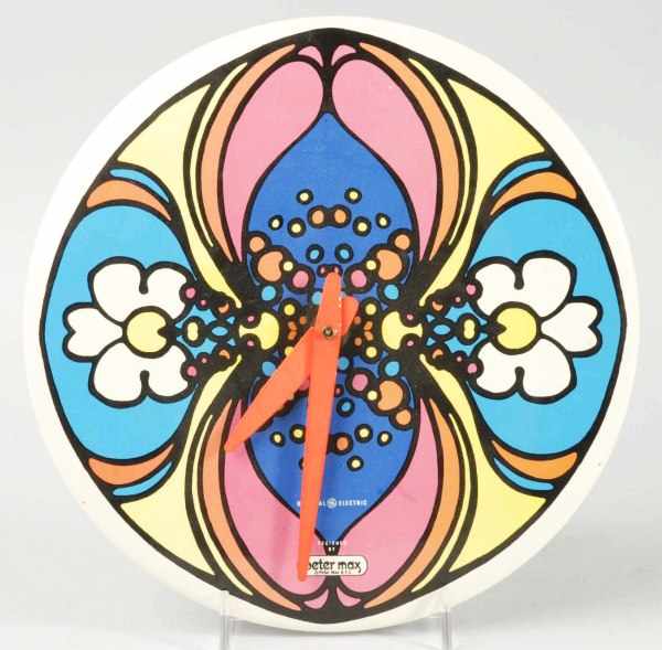 Appraisal: Peter Max General Electric Clock Description Celluloid over cardboard face