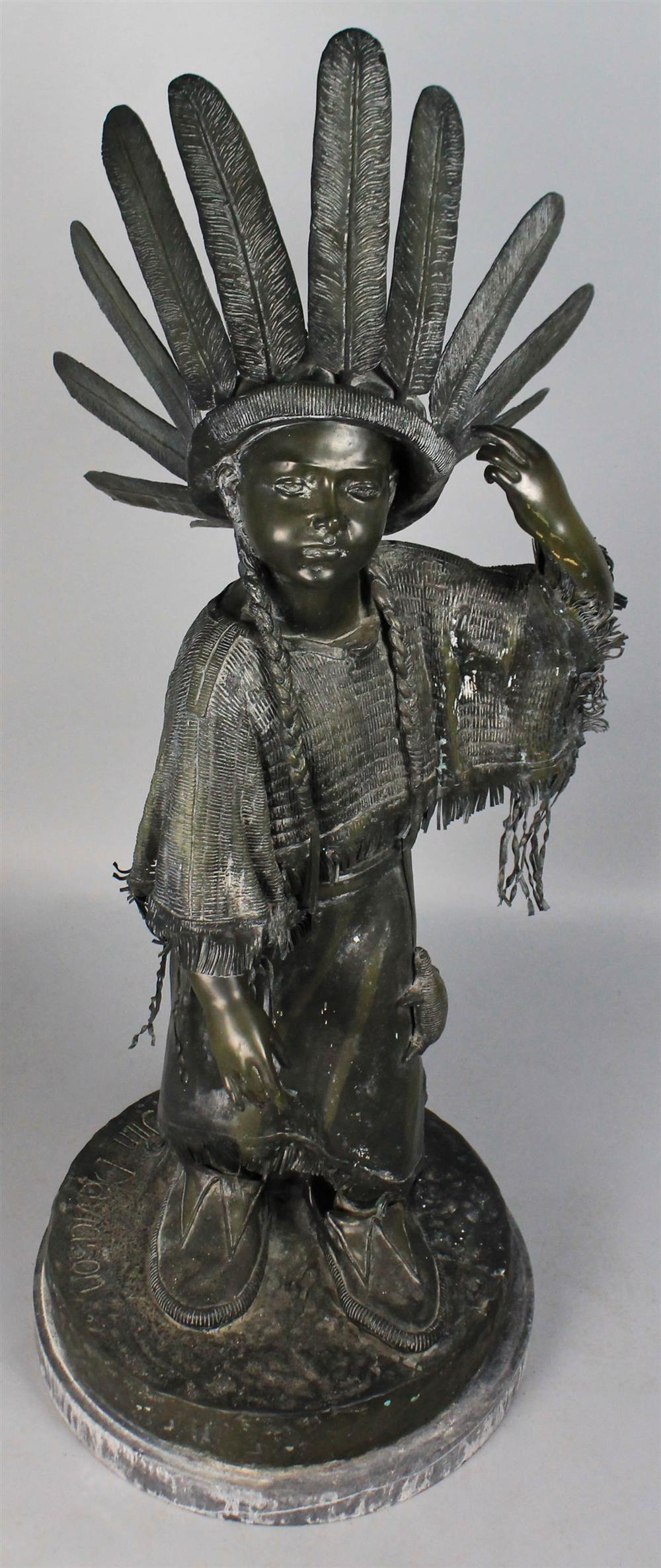 Appraisal: GARDEN STATUE OF A BRONZE FIGURE OF A CHILD wearing