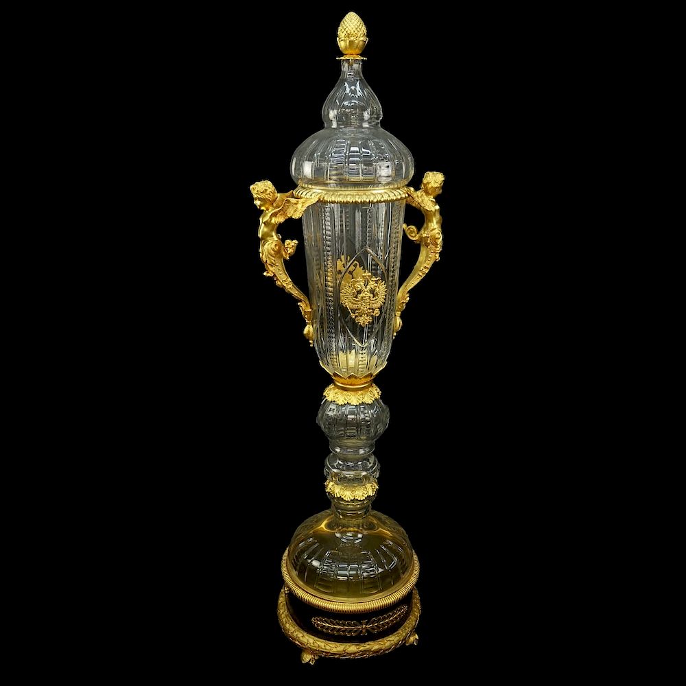 Appraisal: Russian Crystal and Bronze Urn Impressive Palace Size Russian Bronze