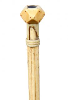 Appraisal: Nautical Whalebone Cane- Ca - A whale s tooth handle