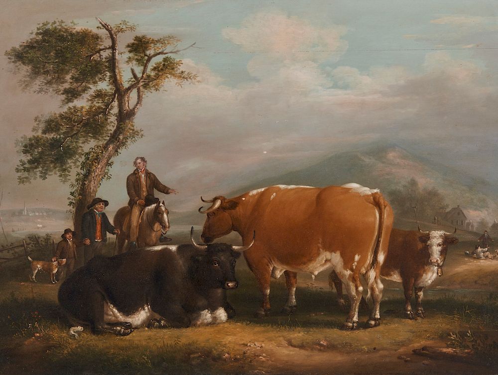 Appraisal: ALVAN FISHER American - Pastoral Scene oil on panel ALVAN