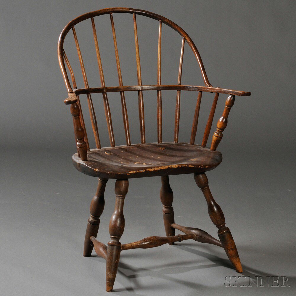 Appraisal: Sack-back Windsor Chair New England late th century with bulbous