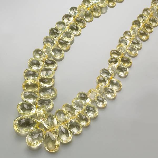 Appraisal: Yellow Beryl Necklace Consisting of faceted briolette-cut beads of graduated