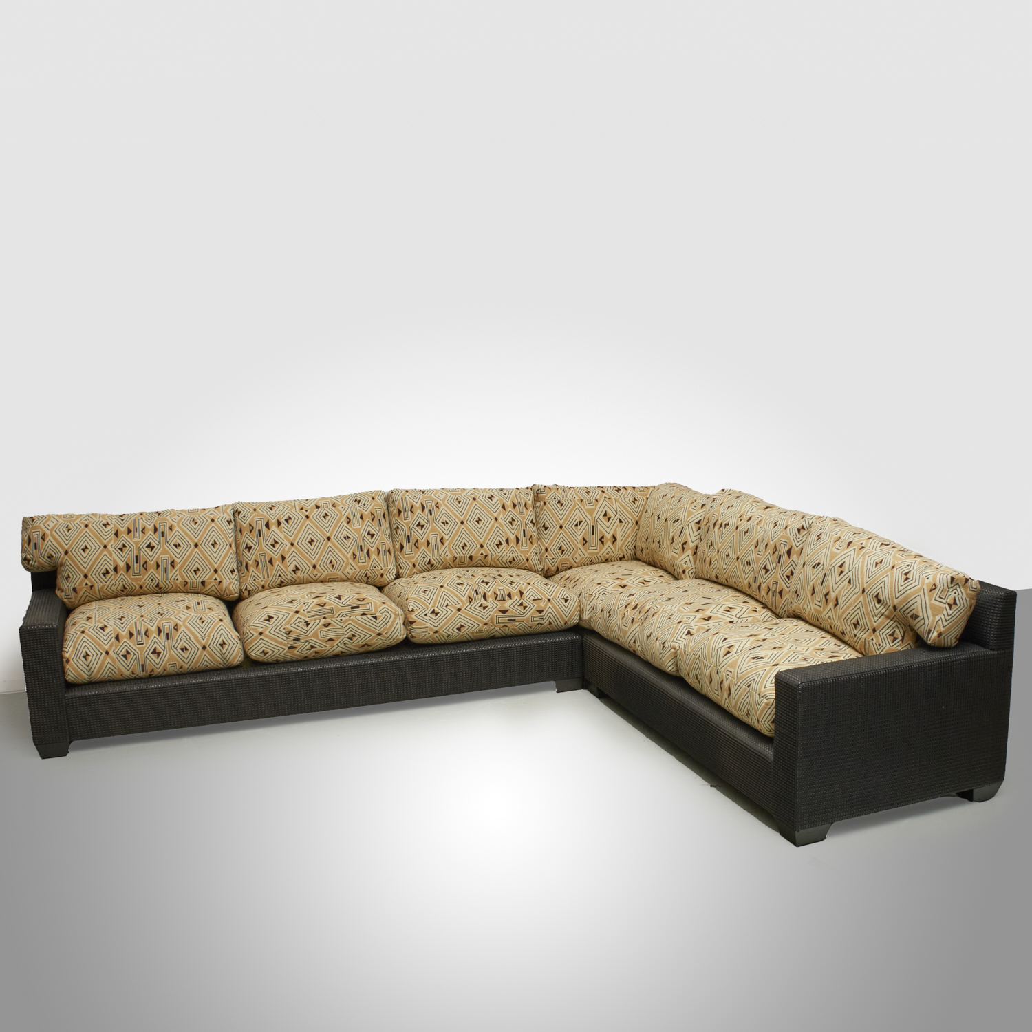 Appraisal: CONTEMPORARY WOVEN LEATHER L-SHAPE SOFA P MARINO th c USA