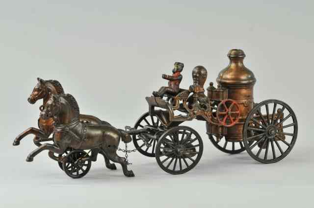 Appraisal: KENTON TWO HORSE FIRE PUMPER Cast iron painted in bronze