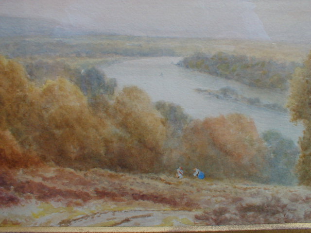 Appraisal: W Fox A country landscape with river watercolour gilt framed