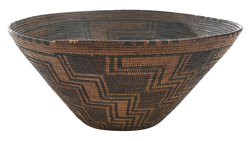 Appraisal: Panamint Polychrome Decorated Basket Bowl American central basin area probably