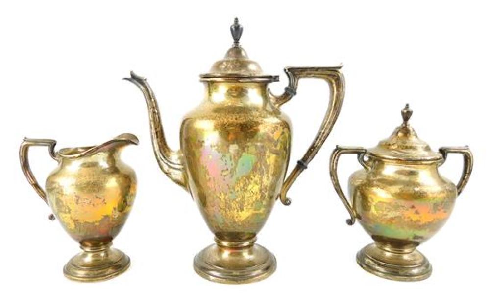 Appraisal: STERLING Wallace Coventry pattern tea set three pieces marked sterling