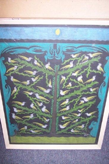 Appraisal: Scottie Wilson Tree of Life with Birds signed lower right