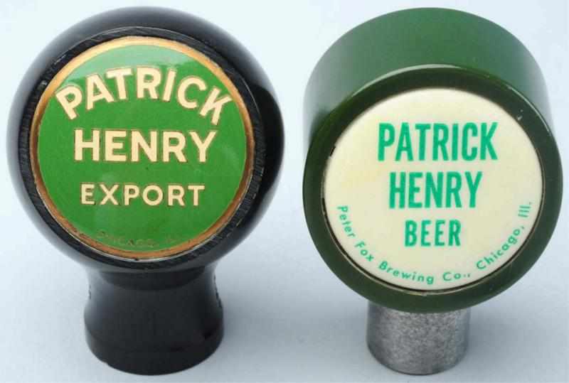 Appraisal: Lot of Patrick Henry Beer Tap Knobs The black tap