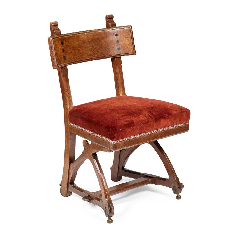 Appraisal: E W PUGIN - GOTHIC REVIVAL CHAIR CIRCA oak with