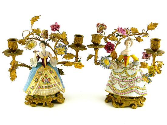 Appraisal: Pair of Continental porcelain figures with later metal porcelain and