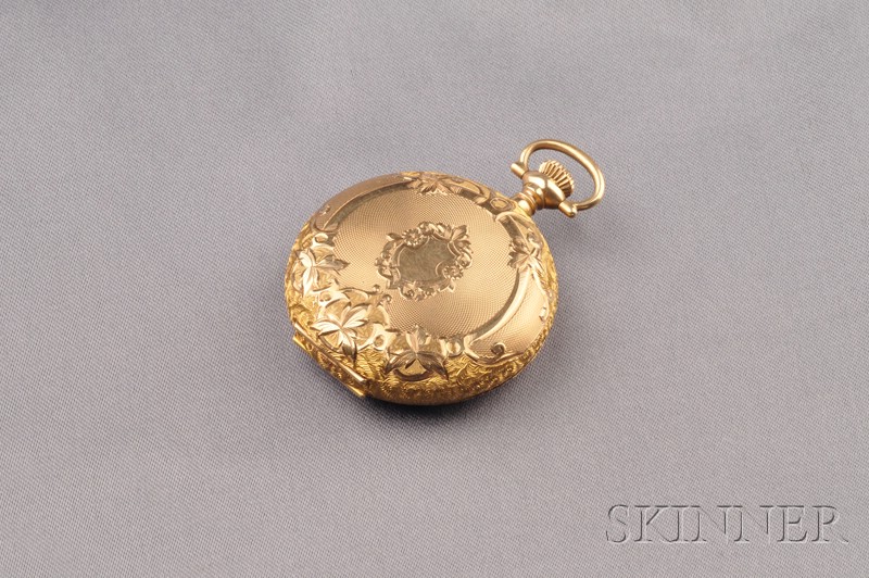 Appraisal: Antique kt Gold Hunting Case Pocket Watch Waltham the white