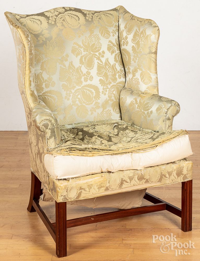 Appraisal: George III mahogany wing chair late th c George III