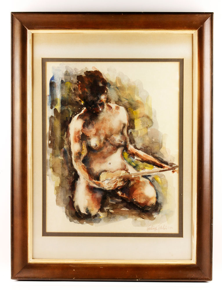 Appraisal: - Fabian Seated Nude W C Felix Fabian British -