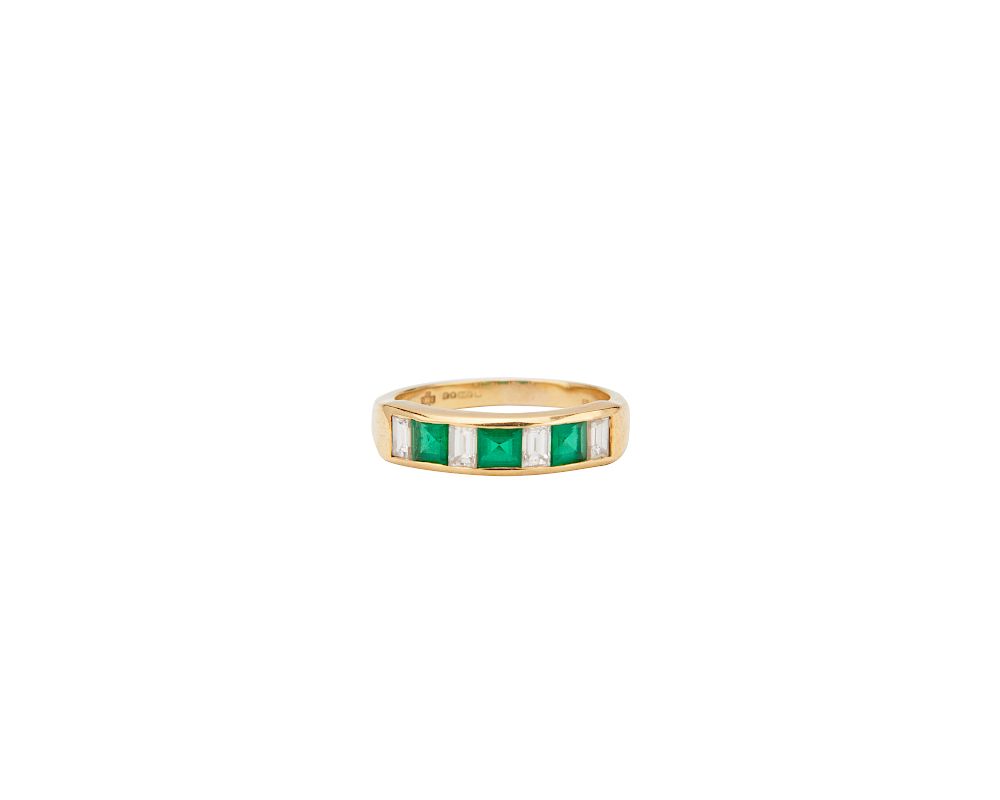 Appraisal: K Gold Emerald and Diamond Ring K Gold Emerald and