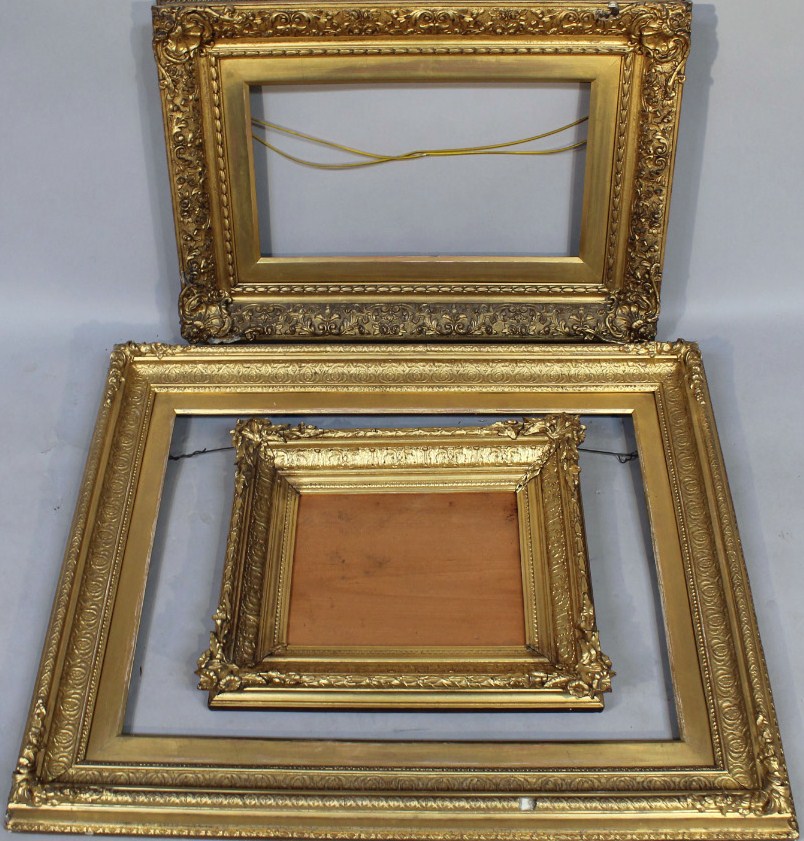 Appraisal: Various gilt wood frames to include a classical example with