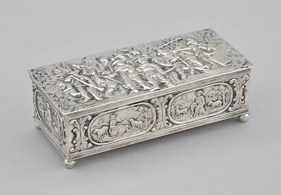 Appraisal: A Dutch Silver Repousse Trinket Box A rectangular box raised