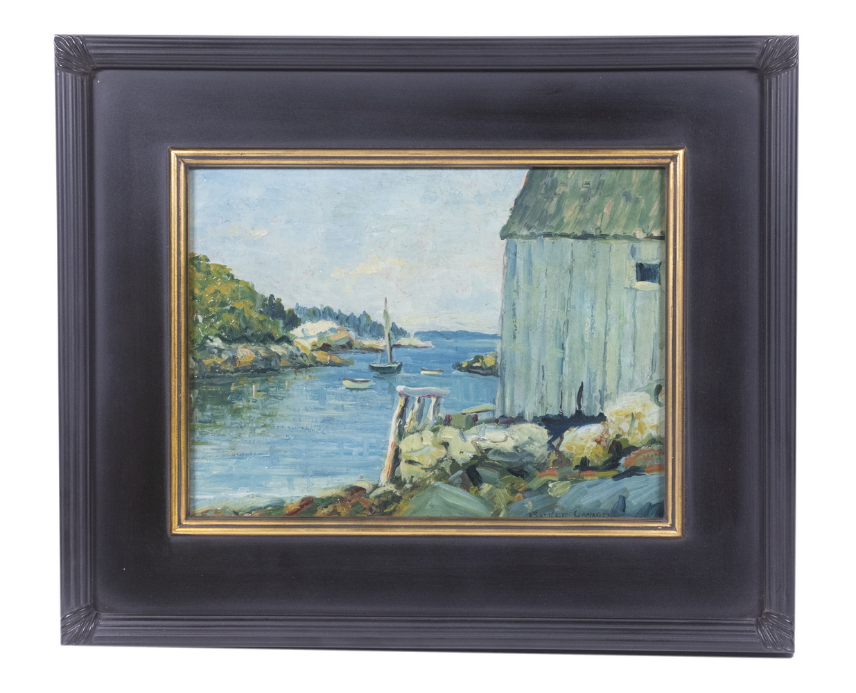 Appraisal: PARKER GAMAGE ME - Monhegan Fish Shanty oil on board