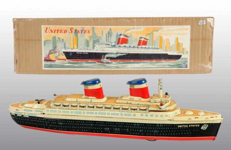 Appraisal: Tin United States Ocean Liner Battery-Op Toy Description Japanese Working