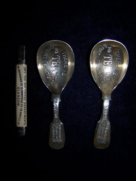 Appraisal: CRANSTON'S TEA ROOMS TWO CADDY SPOONS CIRCA silver plate each