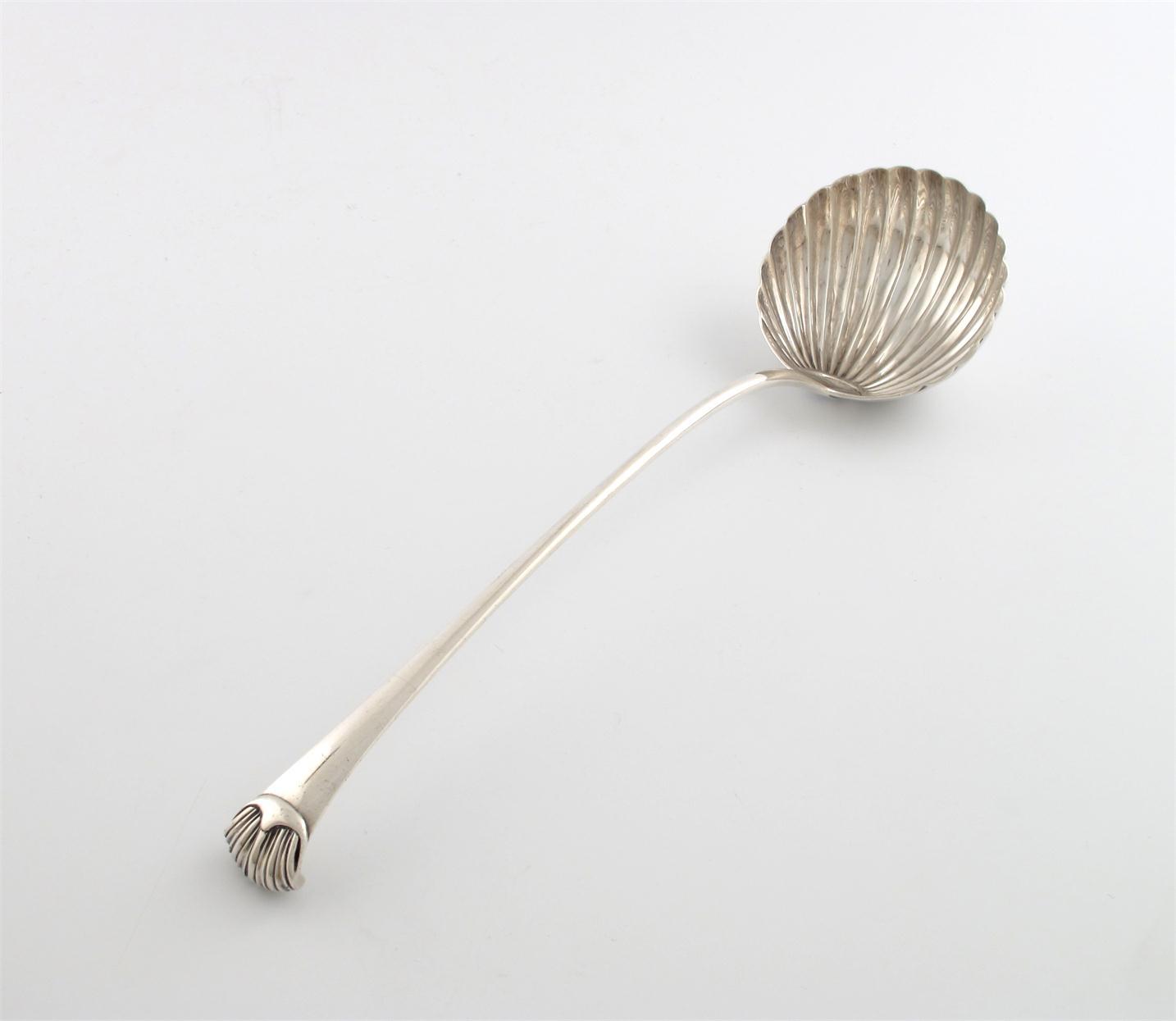 Appraisal: A George III silver Onslow type pattern soup ladle